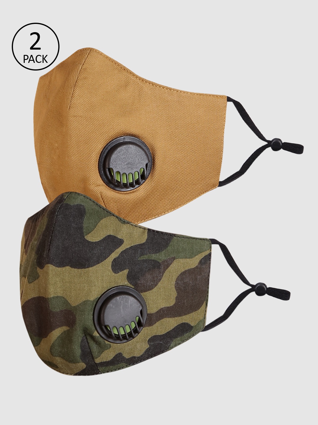 

Jack & Jones Men Pack Of 2 Valved 3-Ply Reusable Adjustable Anti-Dust Cloth Masks, Orange