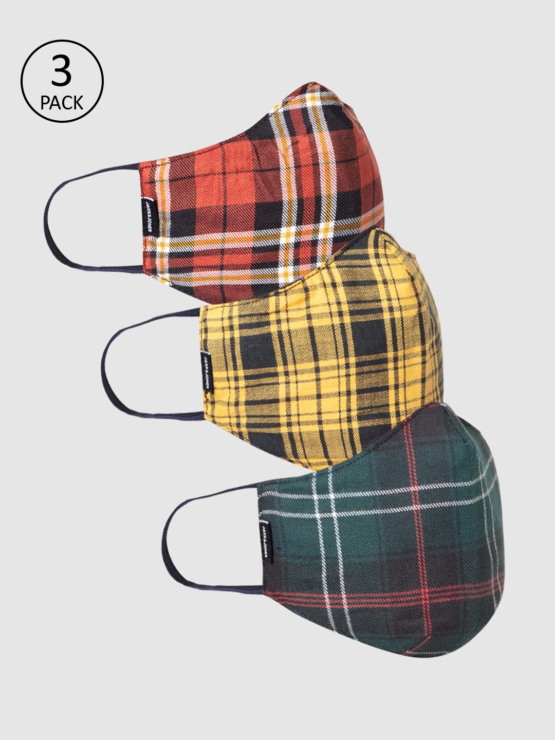 

Jack & Jones Men 3 Pcs 3-Ply Reusable Cloth Masks, Multi