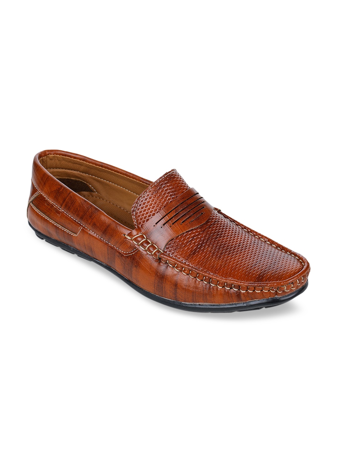 

Bruno Manetti Men Maroon Textured Penny Loafers