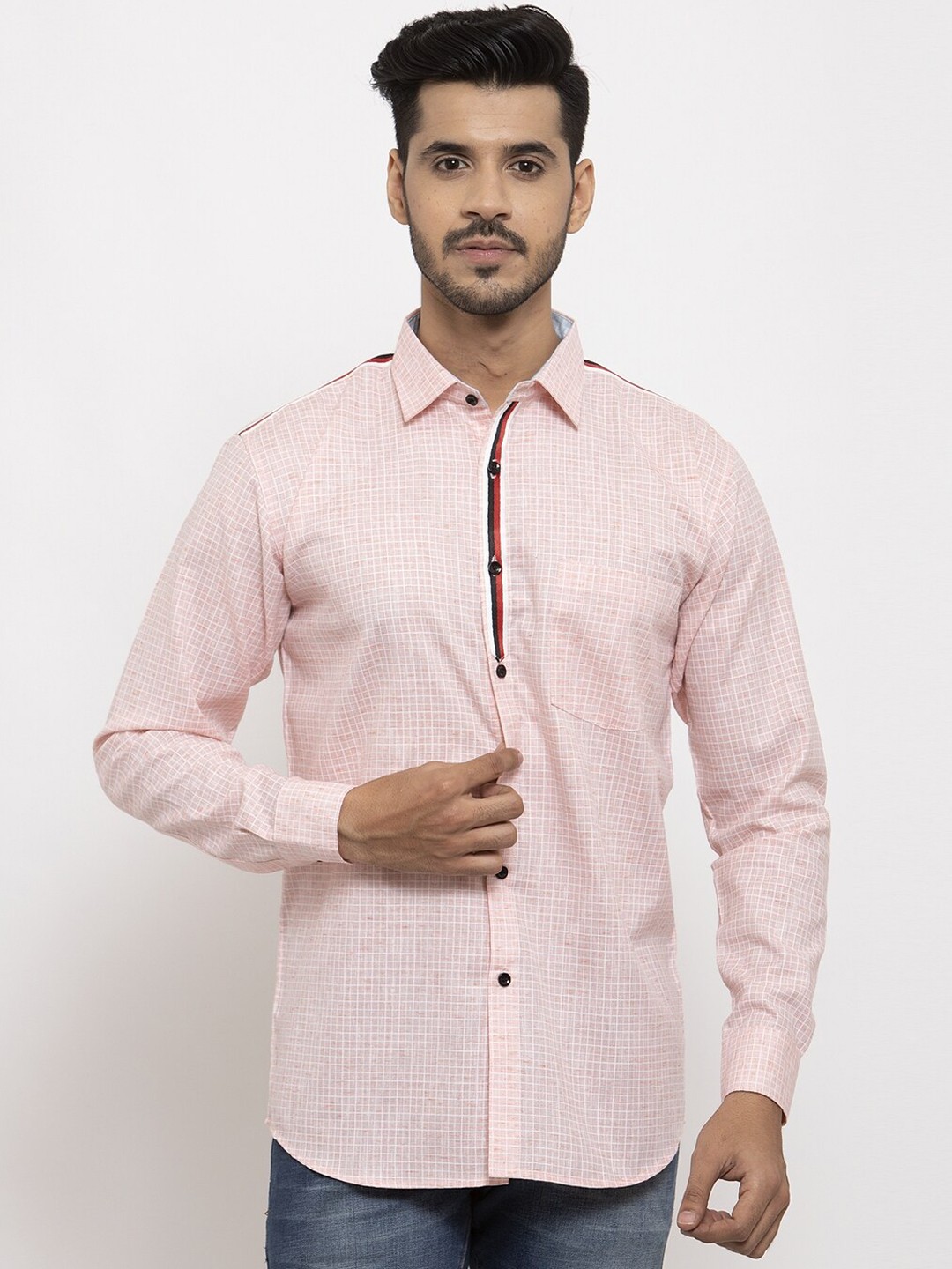 

KLOTTHE Men Pink Comfort Regular Fit Checked Casual Shirt