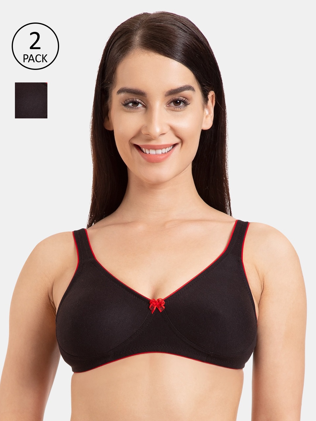 

Tweens Pack of 2 Solid Non-Wired Non Padded Everyday Bras, Black