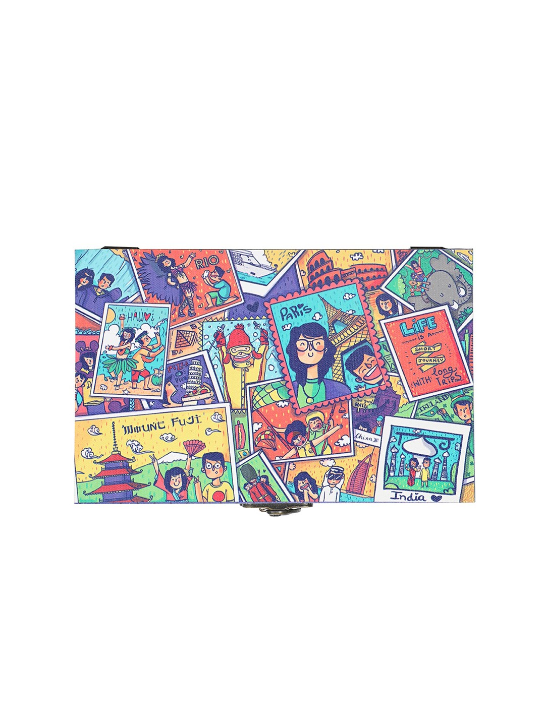 

Chumbak Purple & Yellow Printed Live To Travel Storage Box