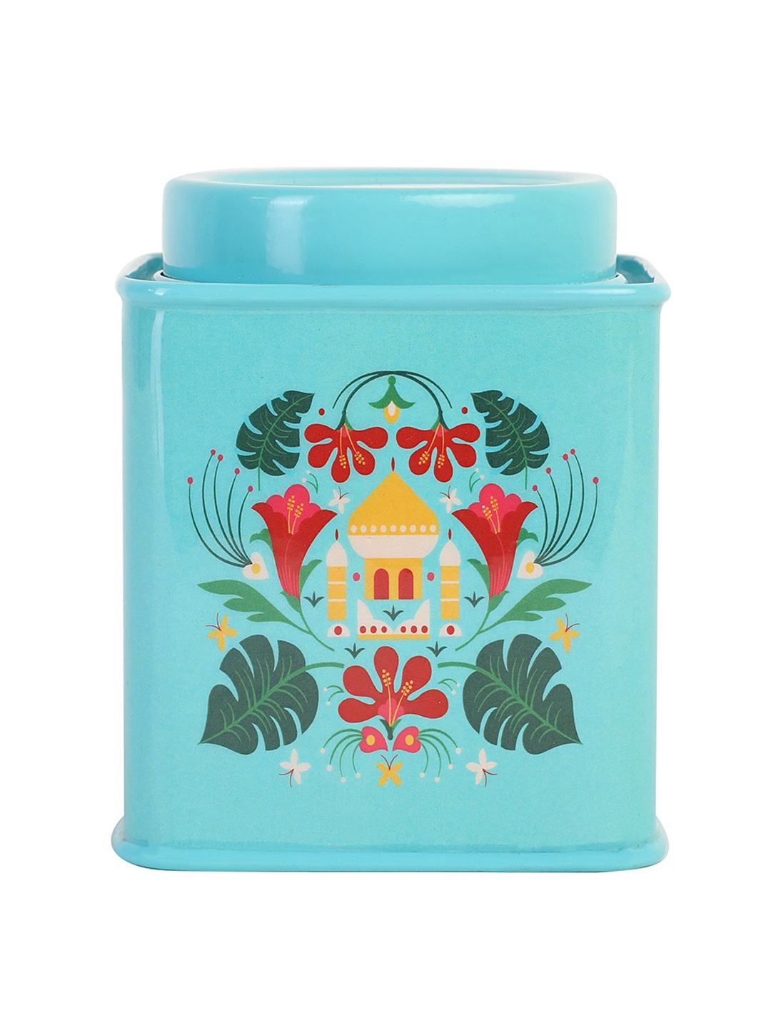 

Chumbak Blue & Red Printed Palace In Bloom Storage Tin