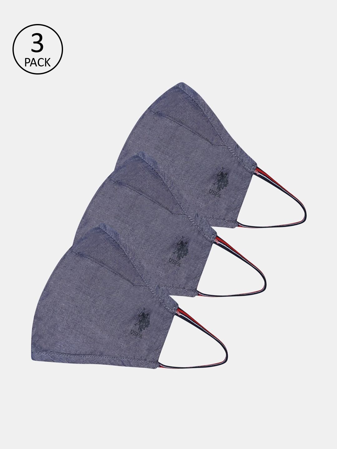 

U.S. Polo Assn. Adults Pack Of 3 Grey & Pink Reversible 3-Ply Reusable Cloth Masks