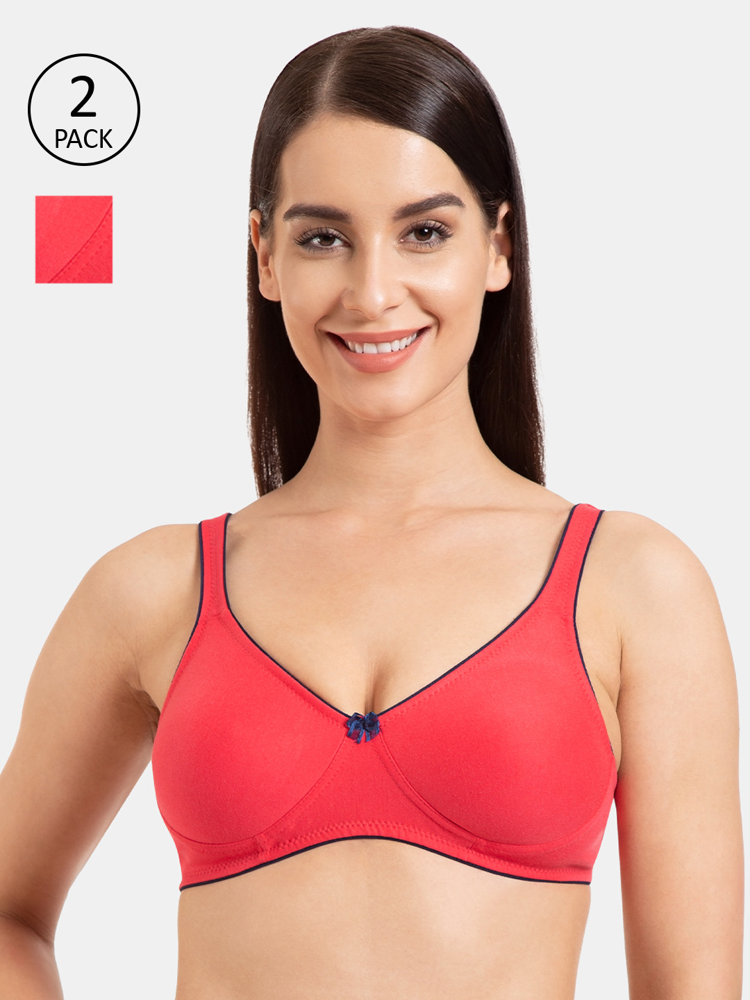 

Tweens Women Pack of 2 Coral Solid Non-Wired Non Padded Everyday Bra