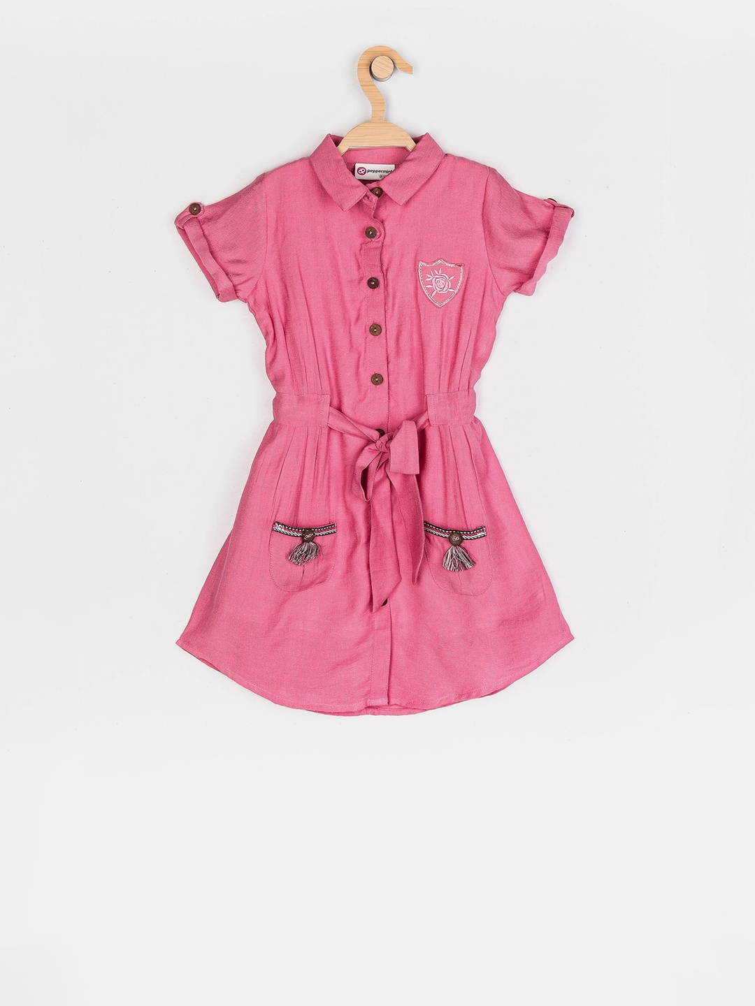 

Peppermint Girls Pink Solid Shirt Dress