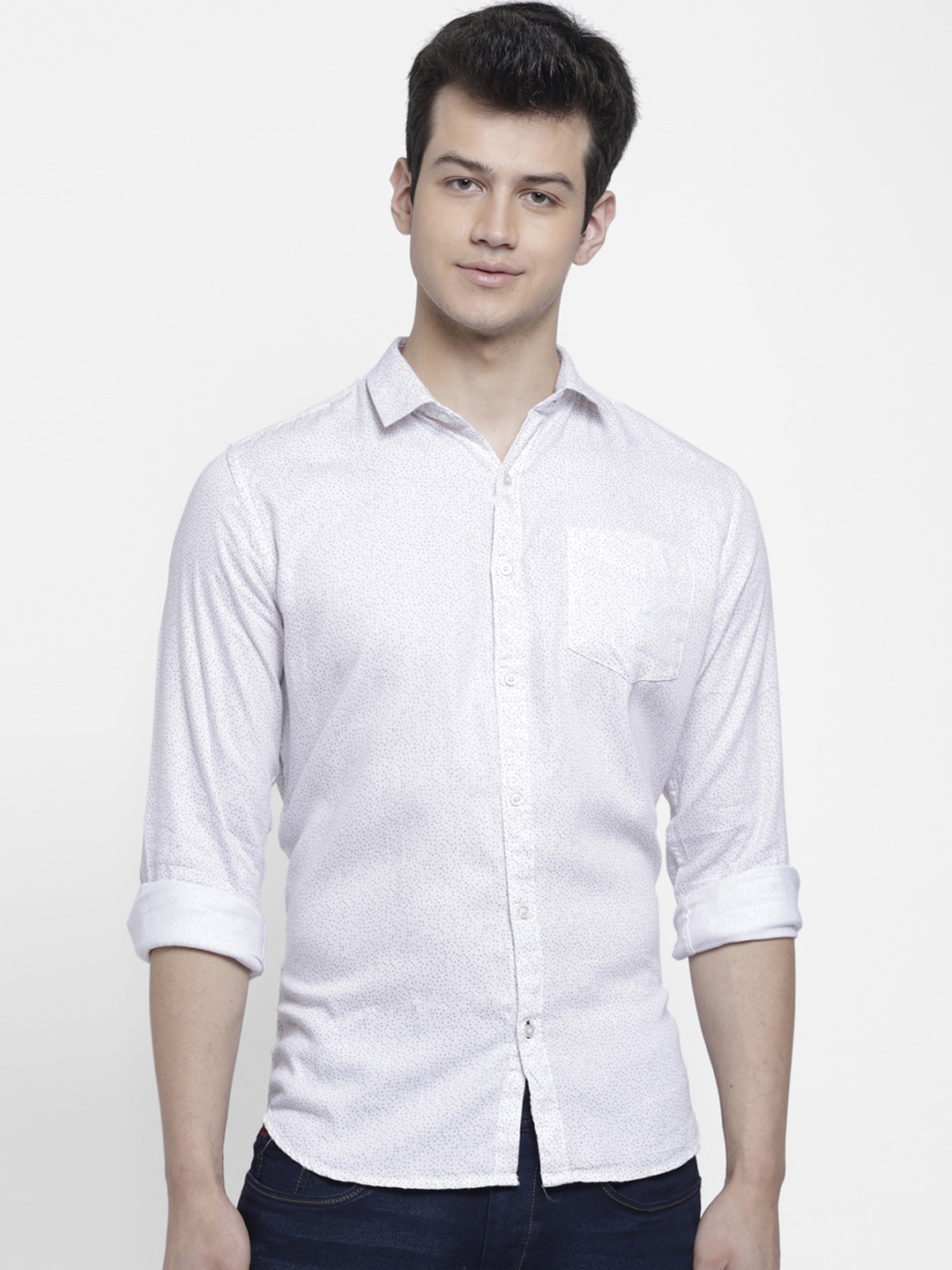 

cape canary Men White Regular Fit Printed Casual Shirt