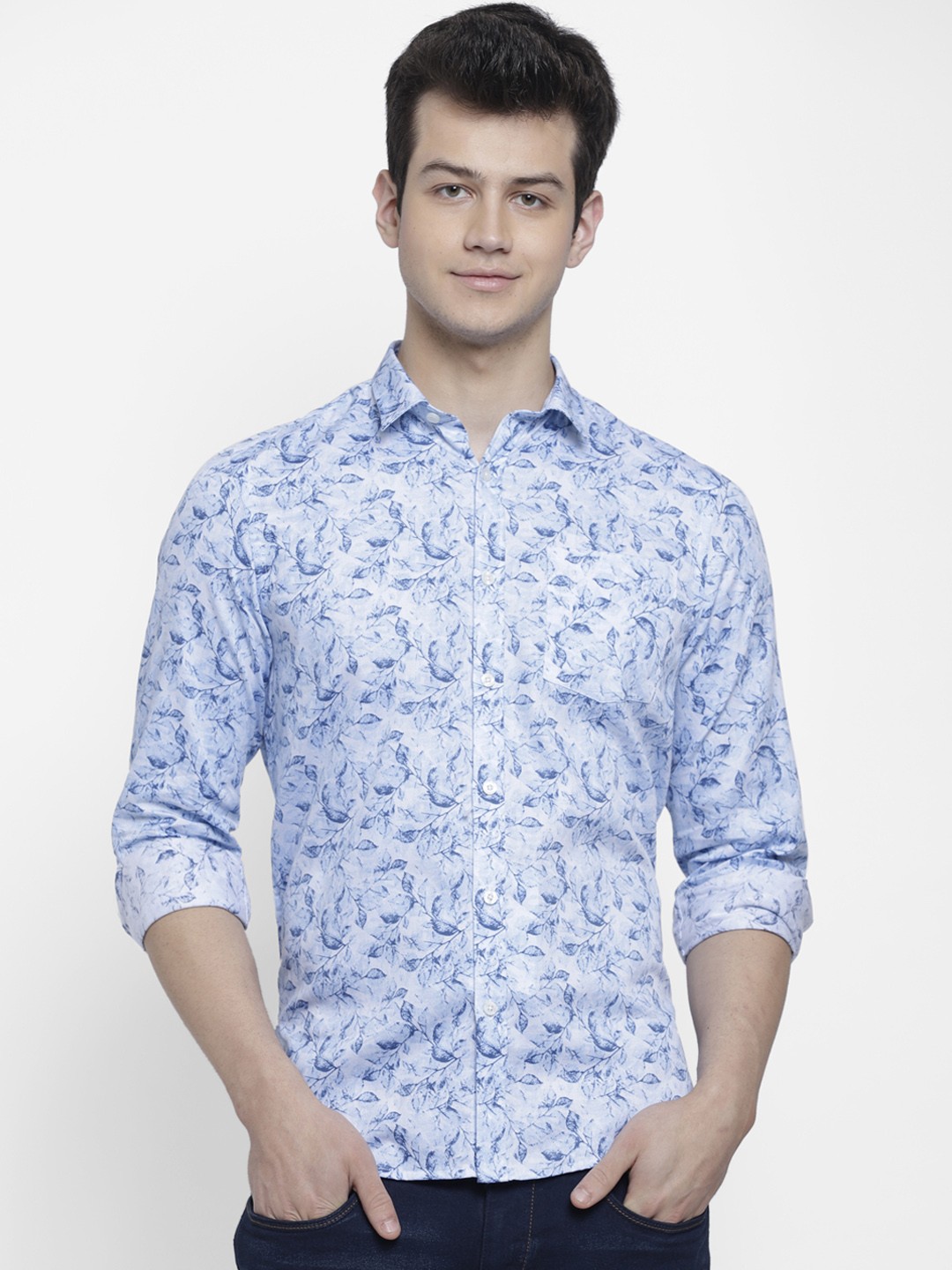 

cape canary Men Blue Regular Fit Printed Casual Shirt
