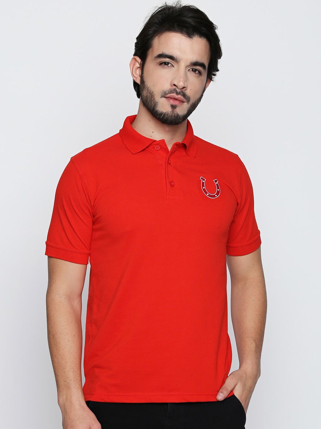 

Blacksmith Men Red Solid Polo Collar T-shirt