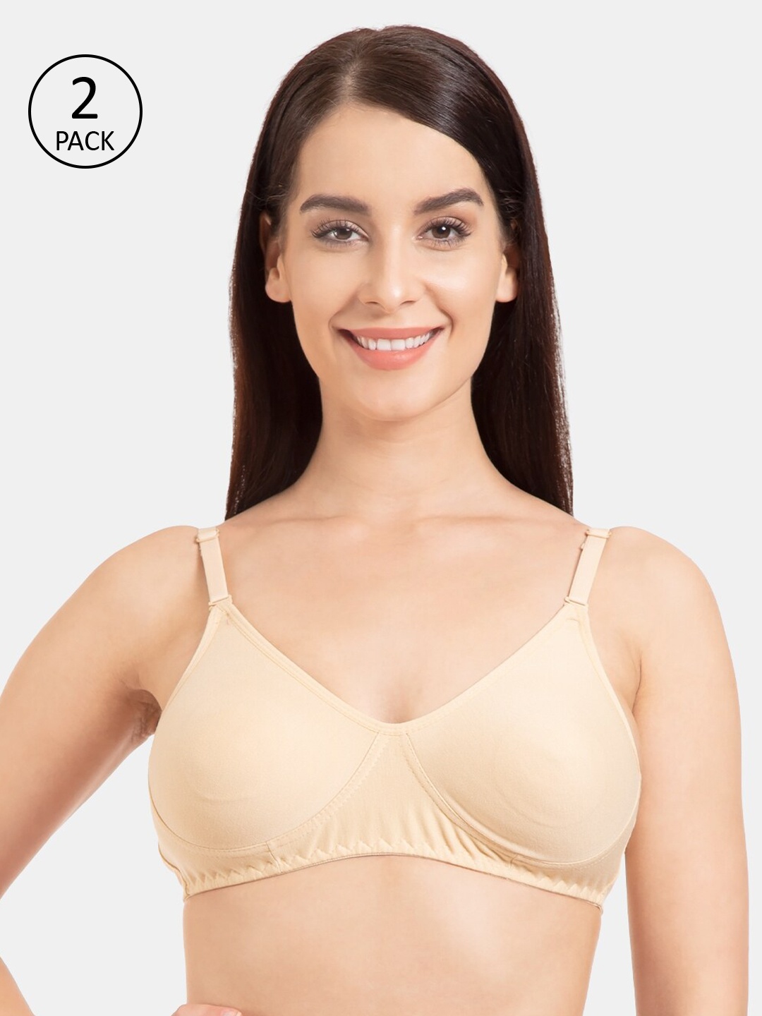 

Tweens Pack of 2 Solid Non-Wired Non Padded Everyday Bras TW-9285-2PC-SK-30B, Beige