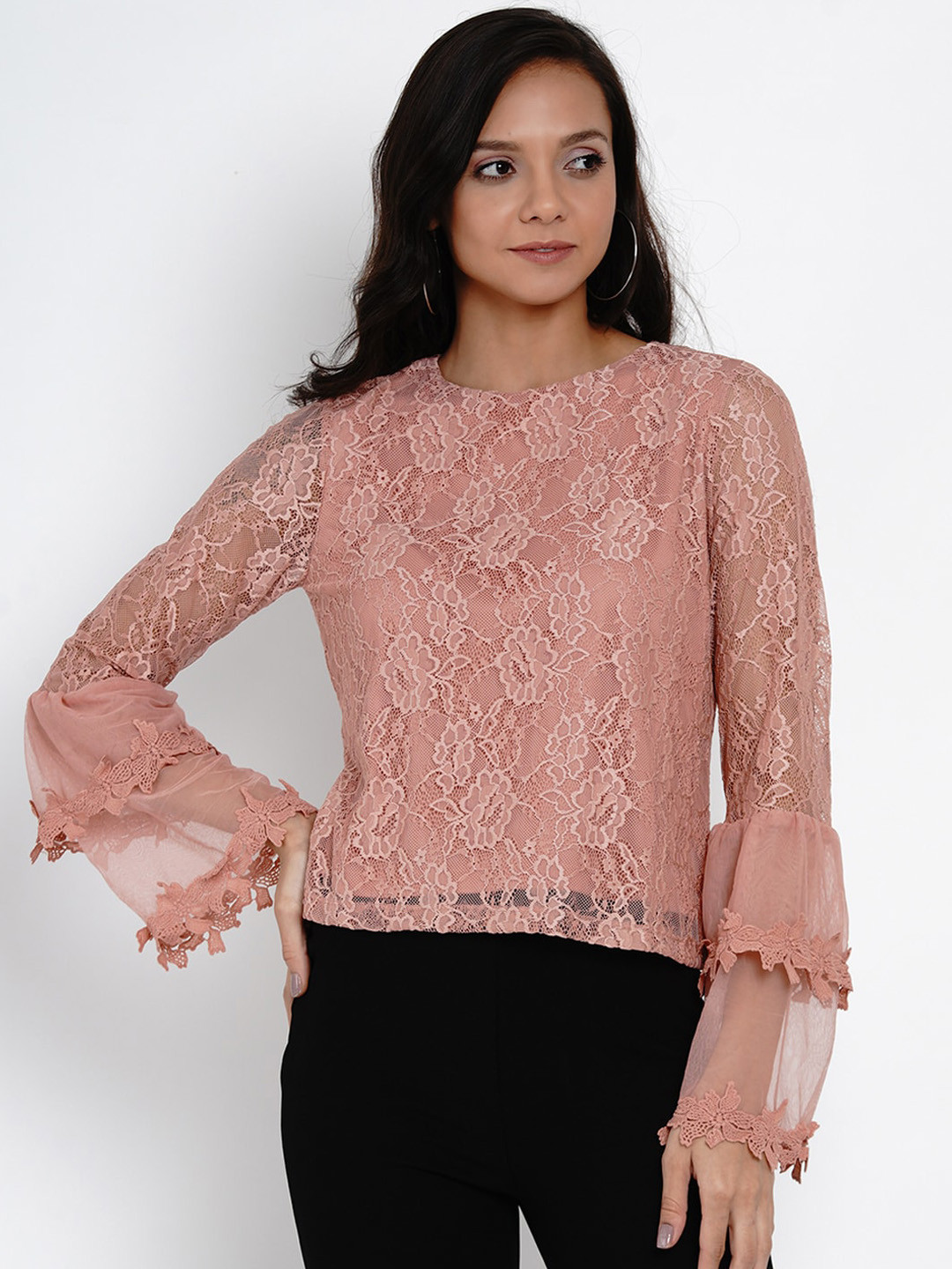 

Latin Quarters Women Pink Self Design Top