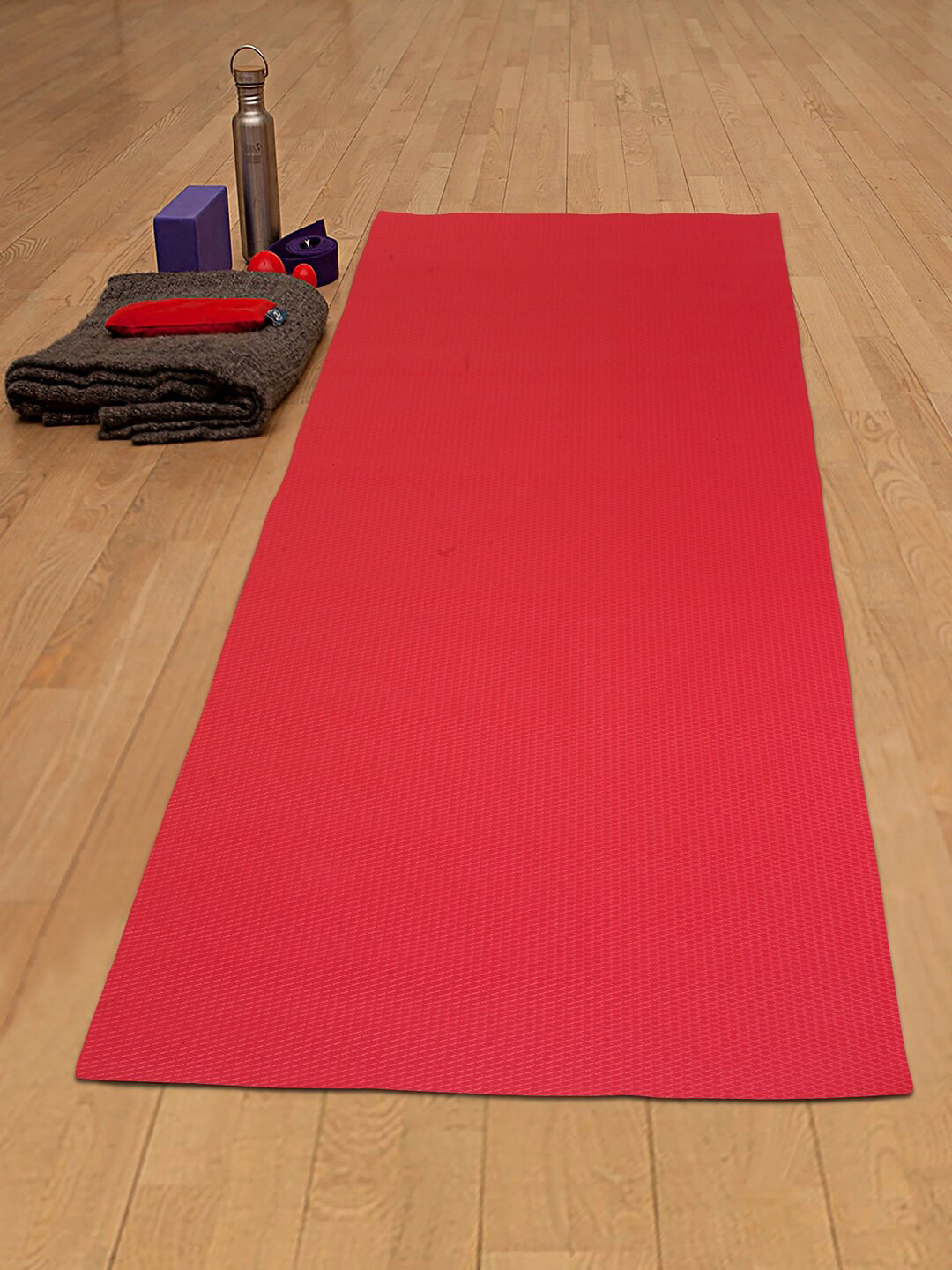 

HOSTA HOMES Red Textured Anti Skid Yoga Mat