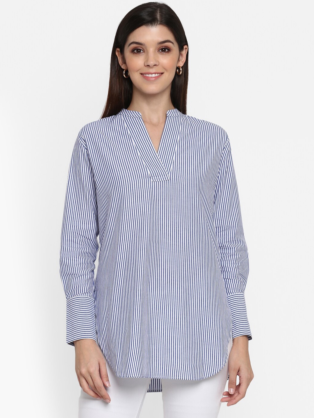

Mode by Red Tape Women Blue & White Striped Tunic