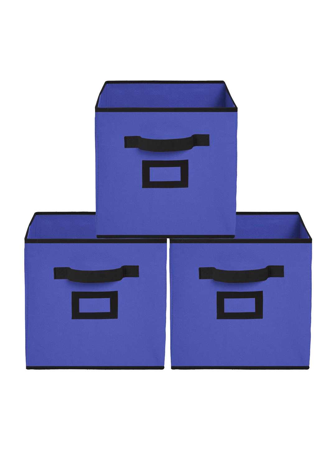 

Kuber Industries Set Of 3 Blue Solid Foldable Storage Replacement Drawers With Handles