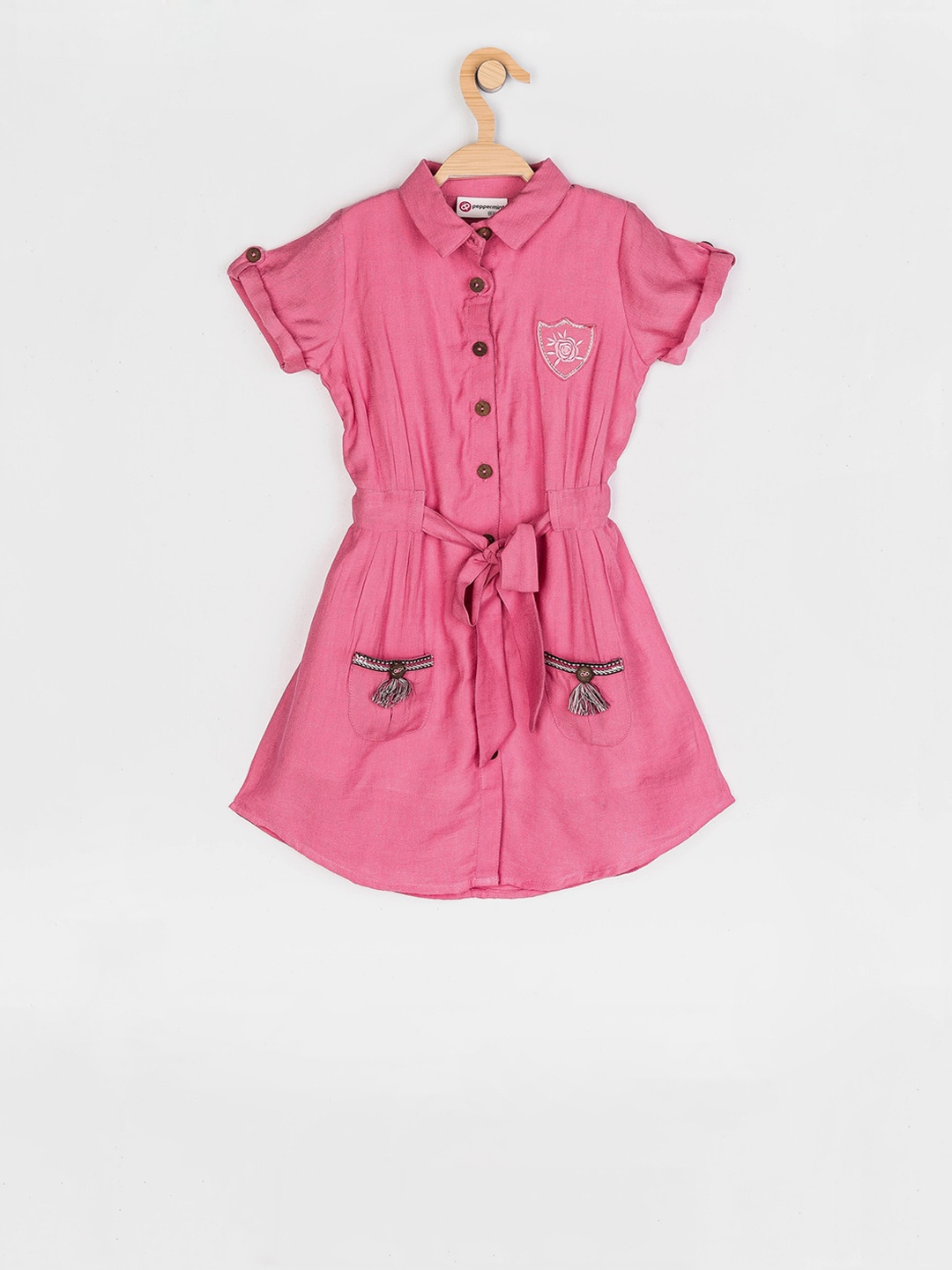 

Peppermint Girls Pink Solid Shirt Dress