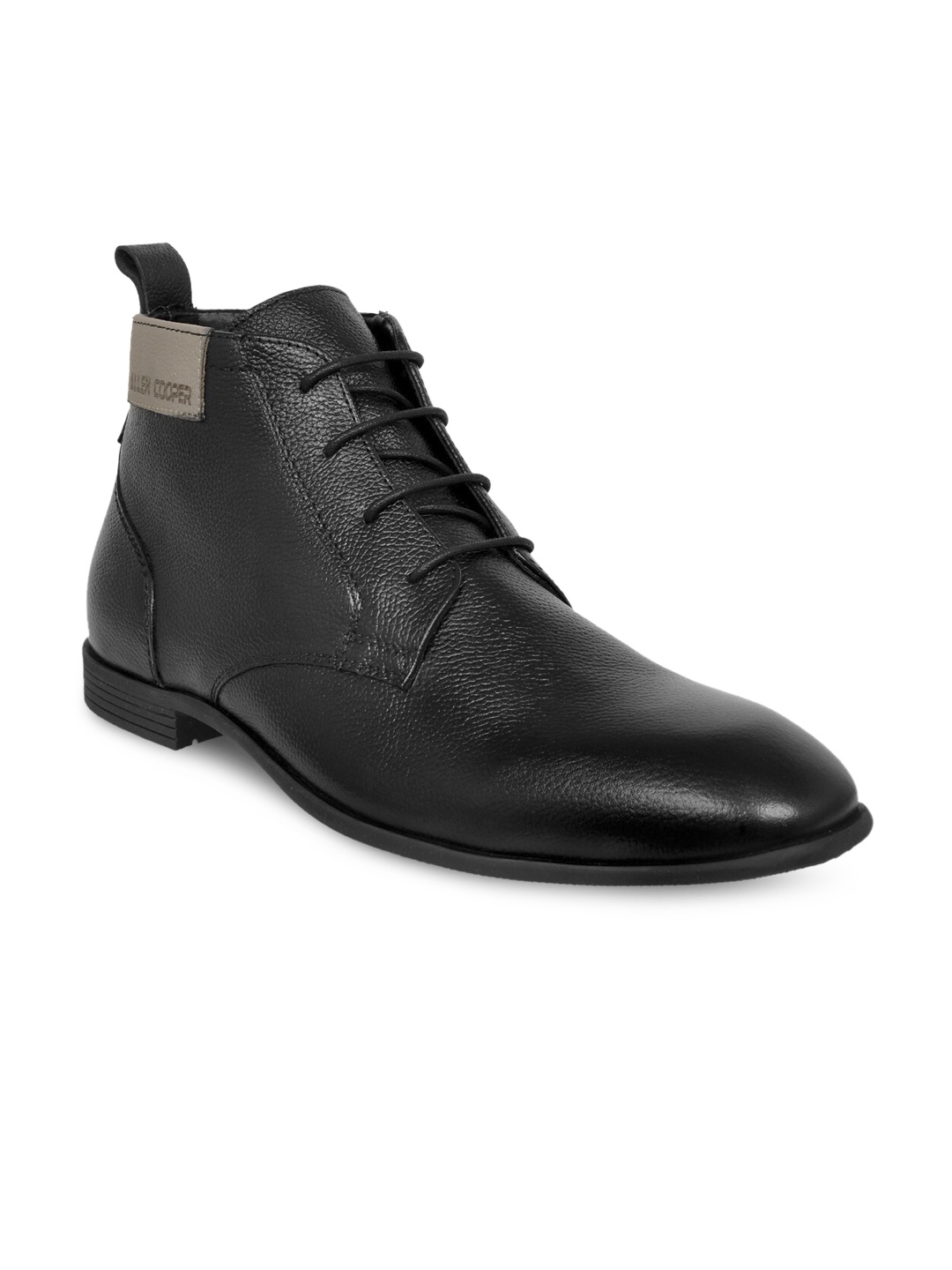 

Allen Cooper Men Black Solid Leather High-Top Derbys
