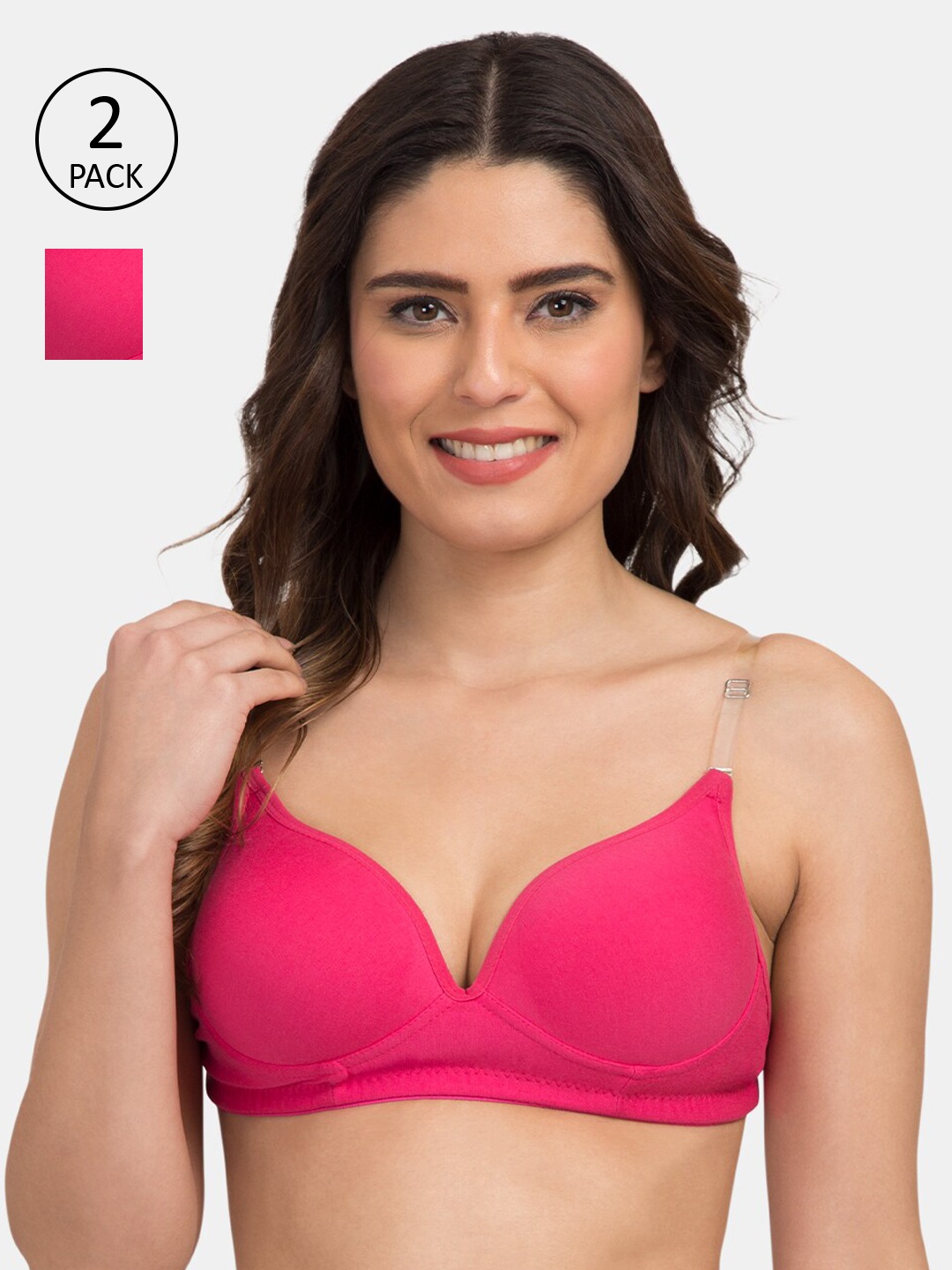 

Tweens Pack of 2 Pink Solid Non-Wired Lightly Padded Everyday Bras TW-15900-DPK-2PC-30B