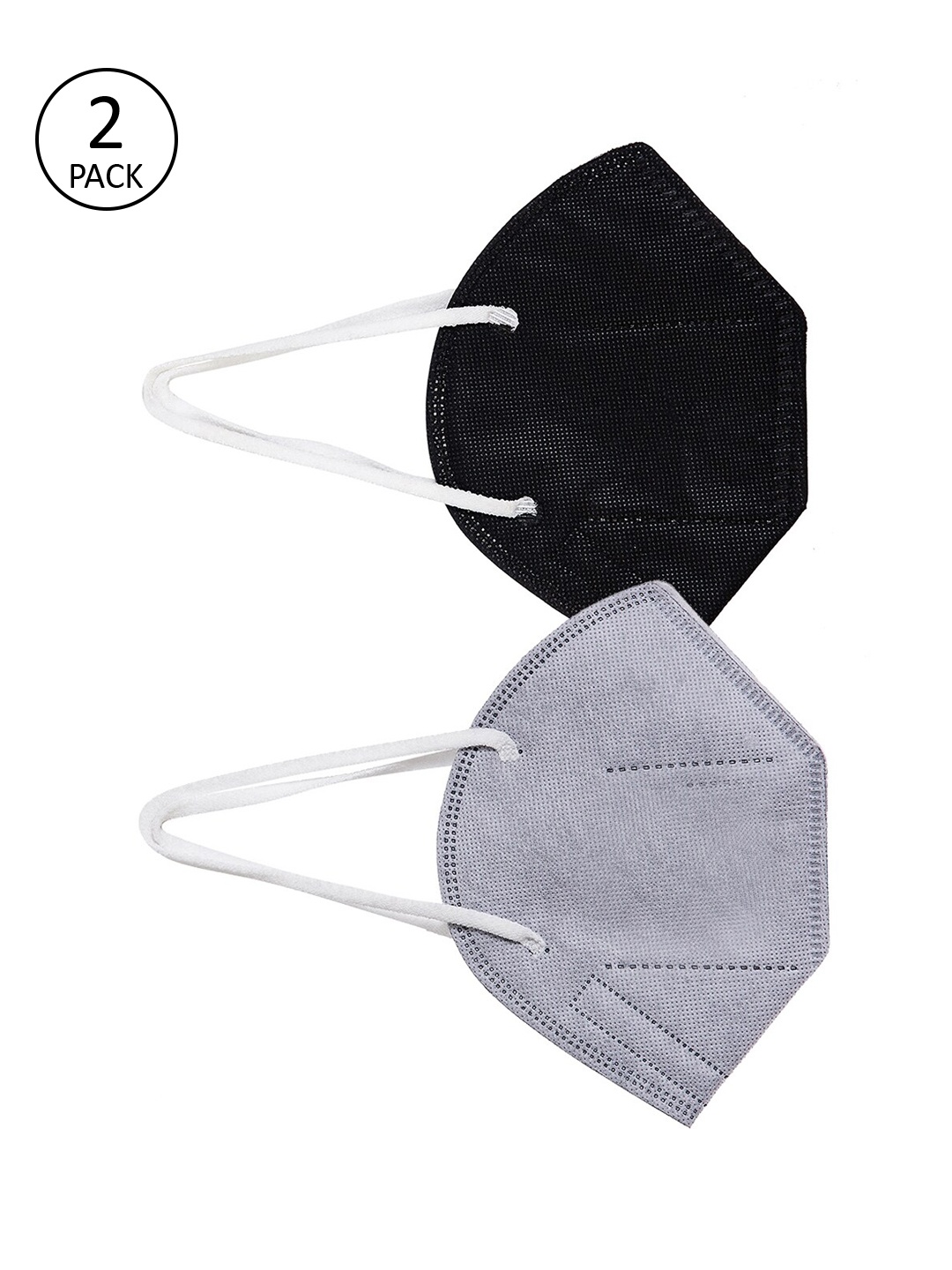 

Priyaasi Unisex 2-Pcs 5-Ply Reusable Masks, Grey