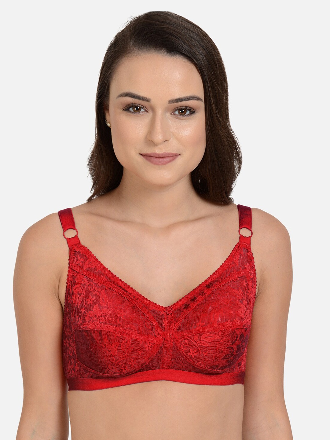 

mod & shy Maroon Lace Non-Wired Non Padded Minimizer Bra MS226