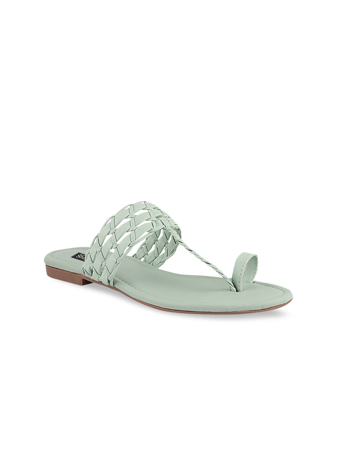 

Shoetopia Women Green Solid Faux Fur One Toe Flats