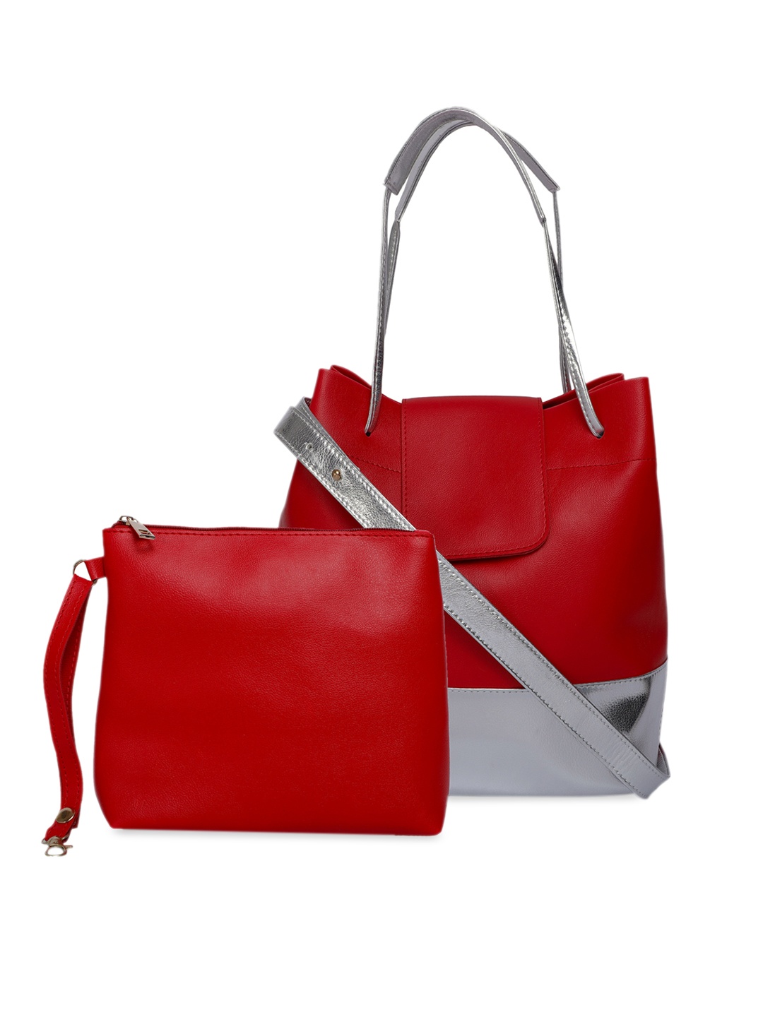 Bagsy Malone Red & Silver Colourblocked Tote Bag