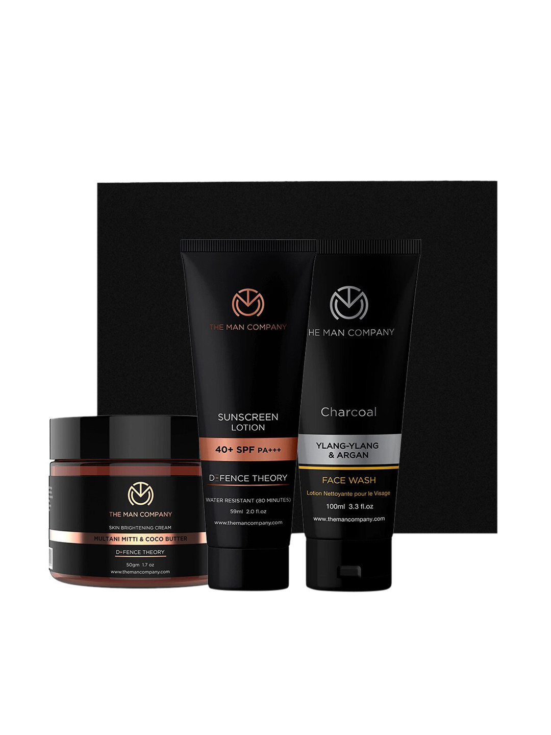 

THE MAN COMPANY Set of 3 Sunscreen Lotion with Brightening Cream & Charcoal Face Wash, Black