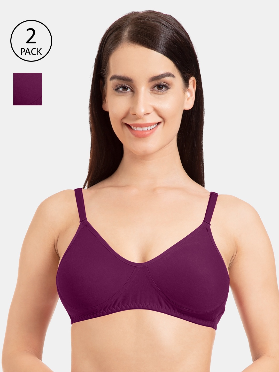 

Tweens Pack of 2 Solid Non-Wired Non Padded Everyday Bras TW-9285-2PC-DPR-30B, Purple