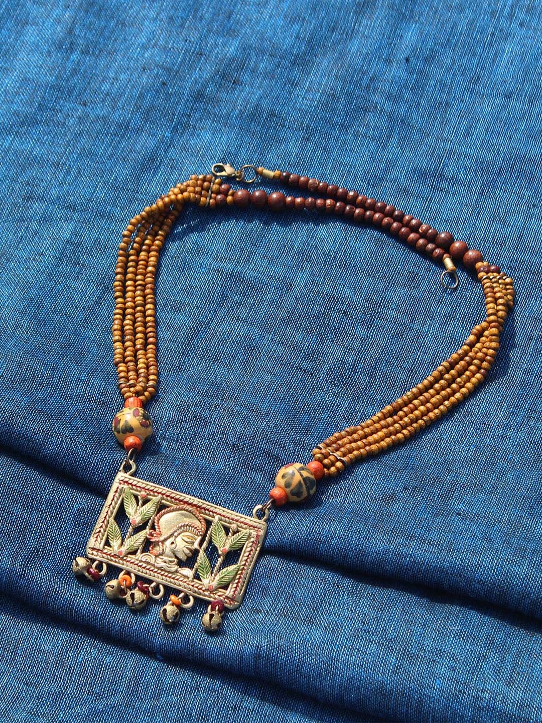 

ExclusiveLane Bohemian Brass Dhokra Art Necklace, Gold