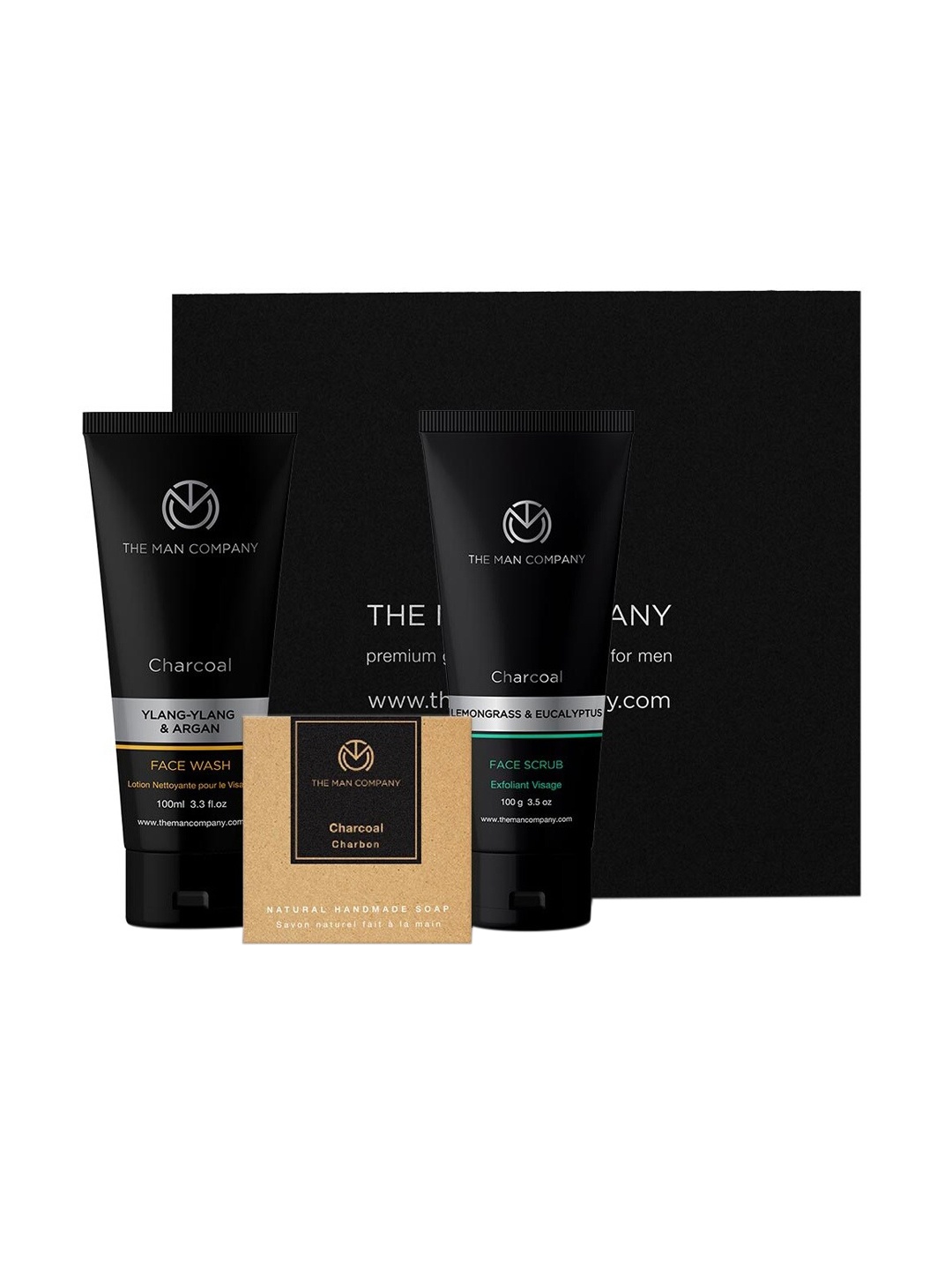

THE MAN COMPANY Set of 3 Charcoal Soap Bar with Charcoal Face Wash & Charcoal Face Scrub, Black