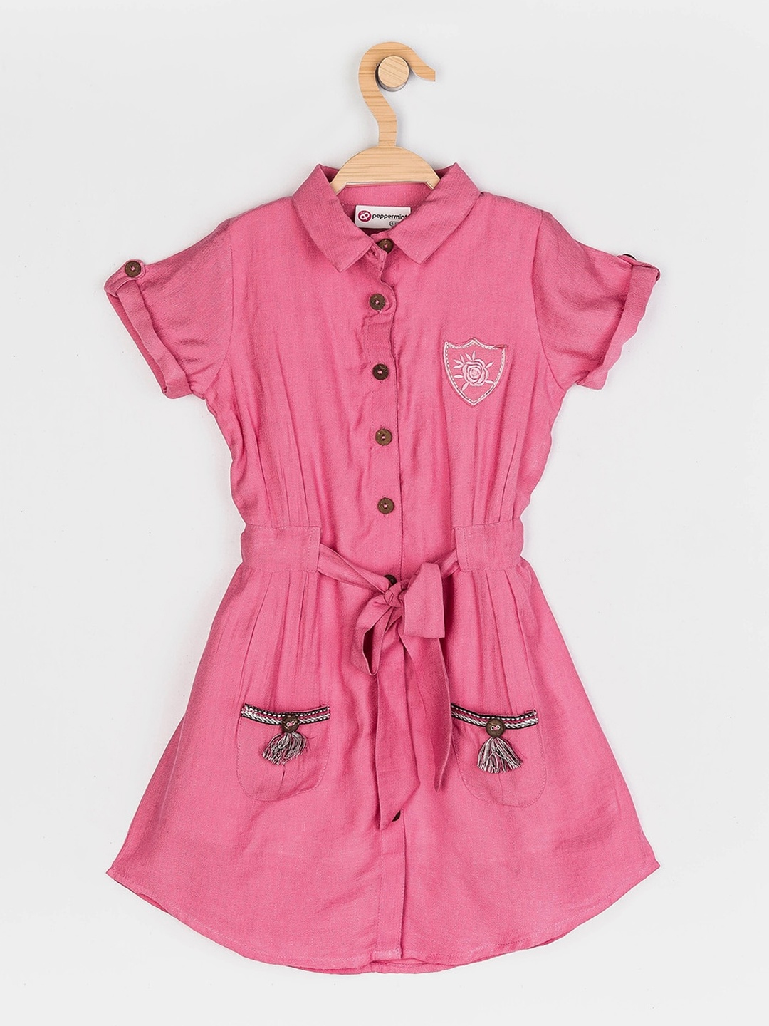 

Peppermint Girls Pink Solid Shirt Dress