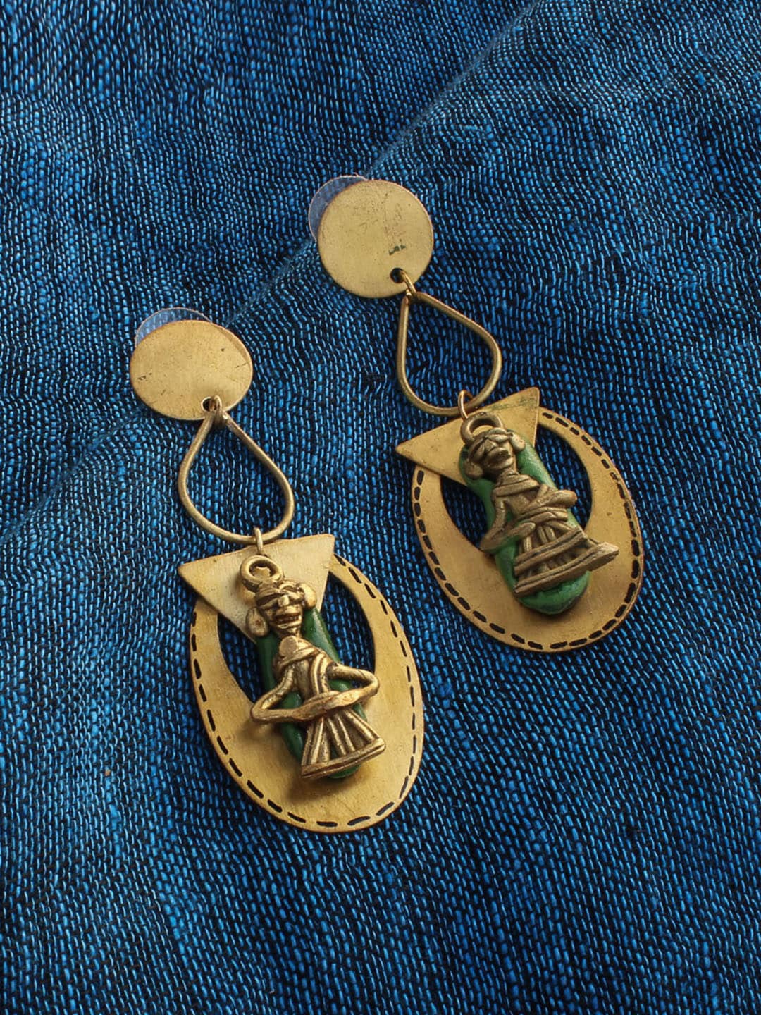 

ExclusiveLane Gold-Toned Contemporary Tribal Dancing Pair Bohemian Drop Earrings