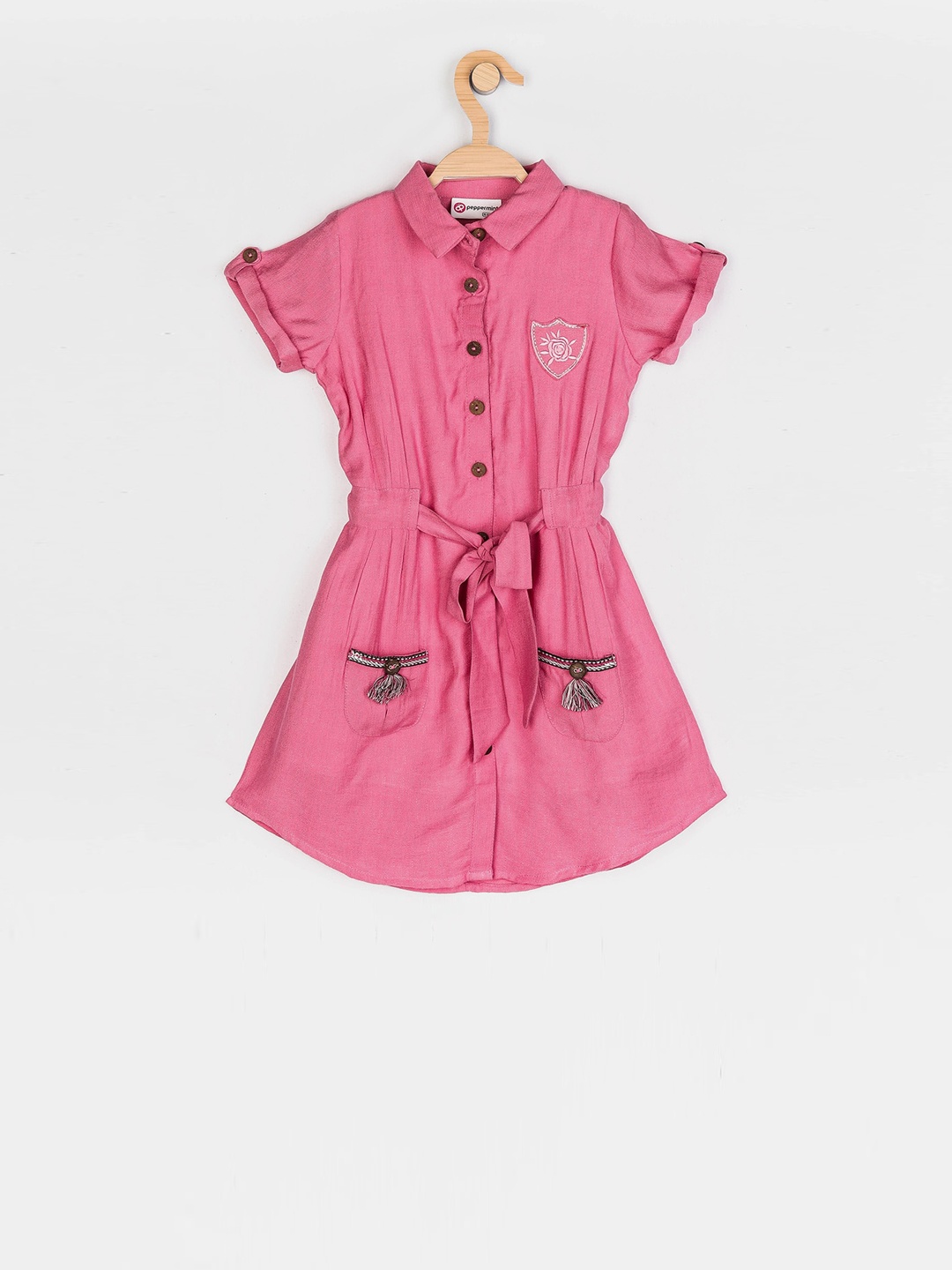 

Peppermint Girls Pink Solid Shirt Dress