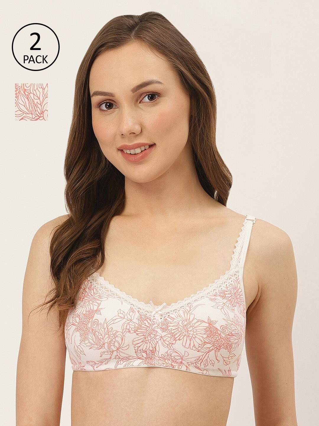

Inner Sense Pack of 2 Organic Cotton Antimicrobial Sustainable Non-Wired Non Padded Everyday Bras, Orange