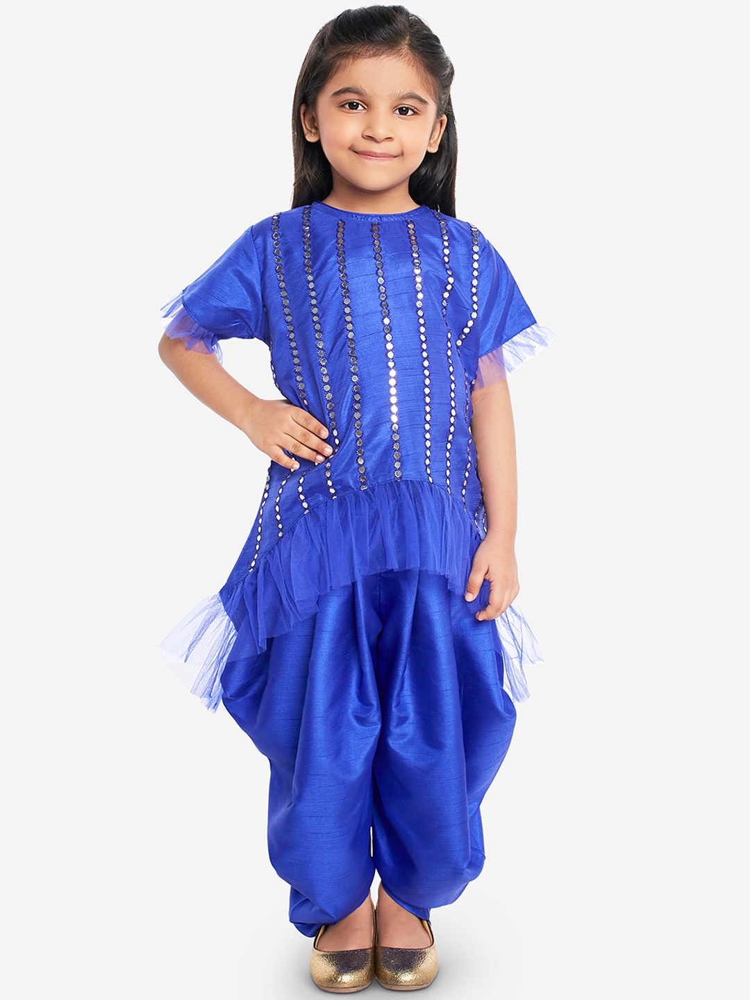 

KID1 Girls Blue Embellished Kurti with Dhoti Pants