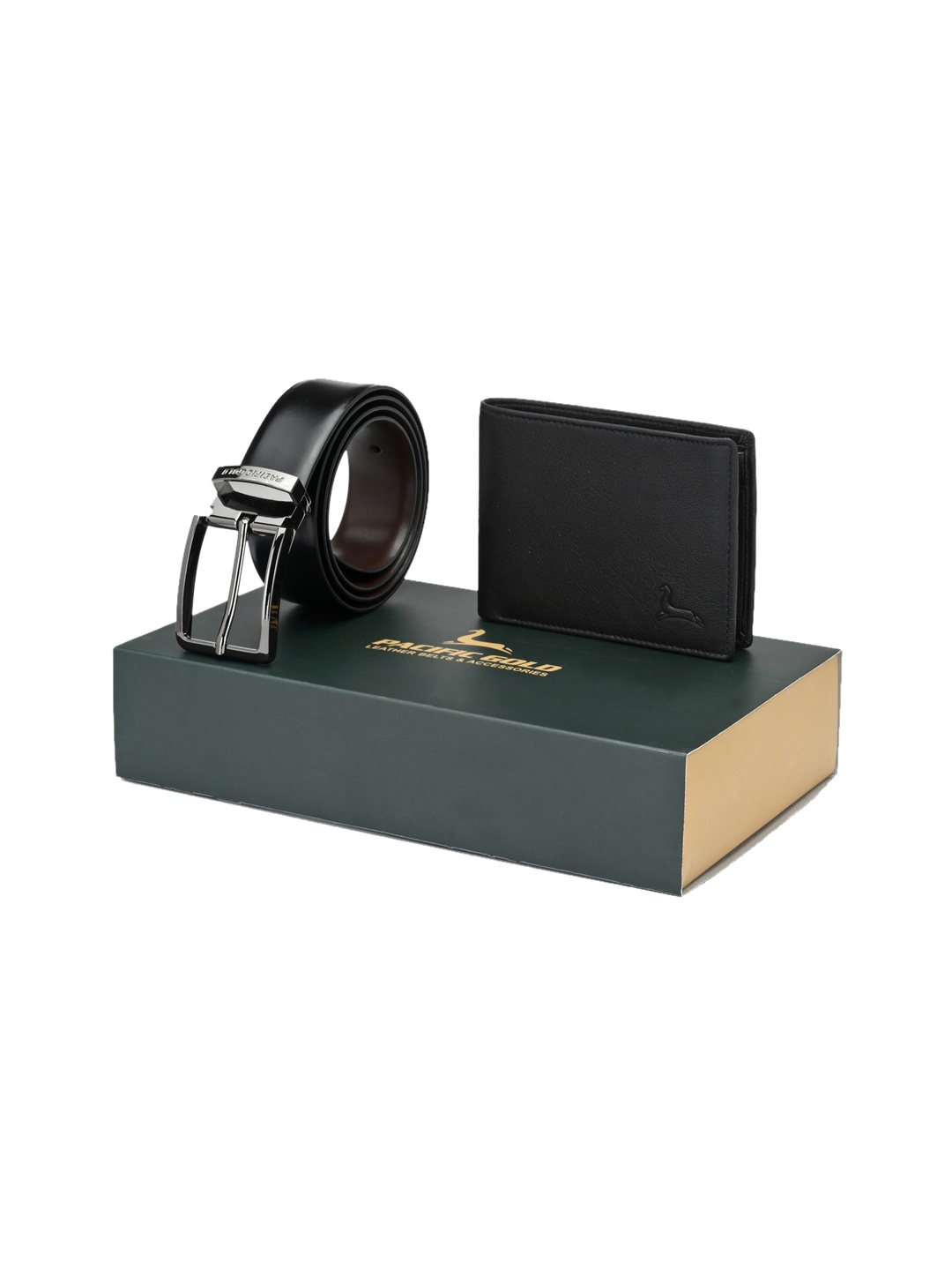 

Pacific Gold Men Black & Brown Genuine Leather Accessory Gift Set