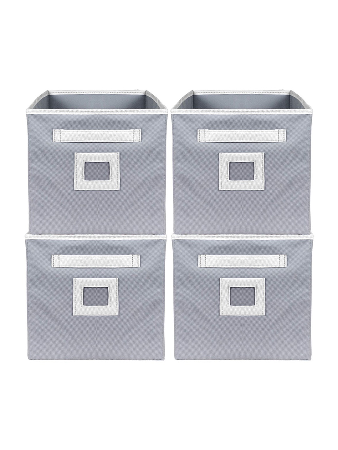 

Kuber Industries Set Of 4 Grey Solid Large Storage Cube With Handle