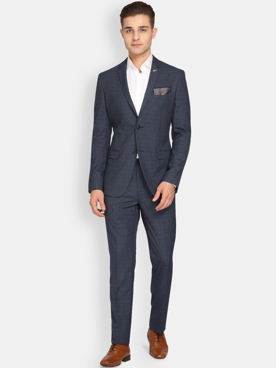 

Theme Men Blue Solid Super Slim-Fit Single-Breasted Formal Suit