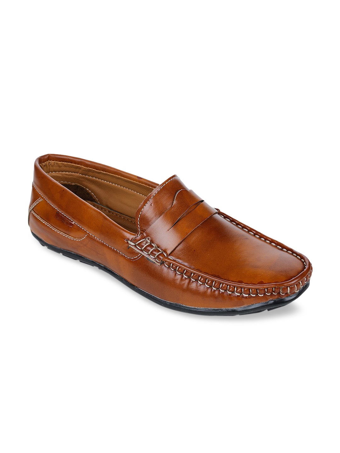 

Bruno Manetti Men Tan Brown Solid Penny Loafers