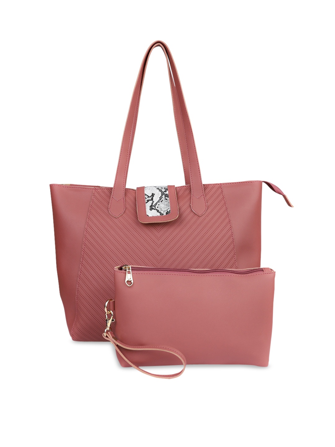 LEGAL BRIBE Set Of 2 Pink Textured Shoulder Bag