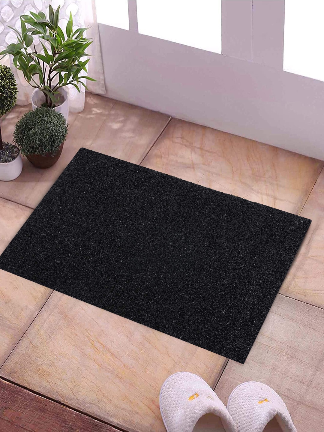 Kuber Industries Black Solid Rubber Anti-Skid Doormat