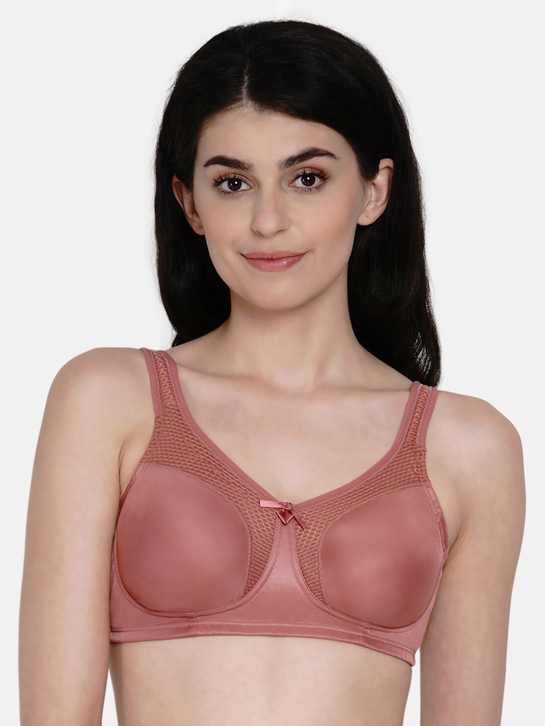 

Enamor Peach-Coloured Solid Non-Wired Non Padded Minimizer Bra F036
