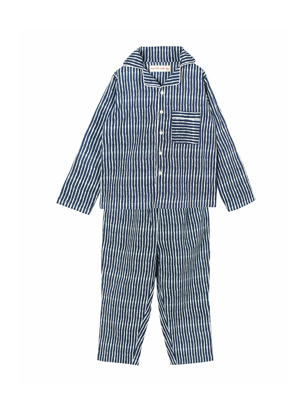 

My Little Lambs Boys Blue & White Printed Night suit