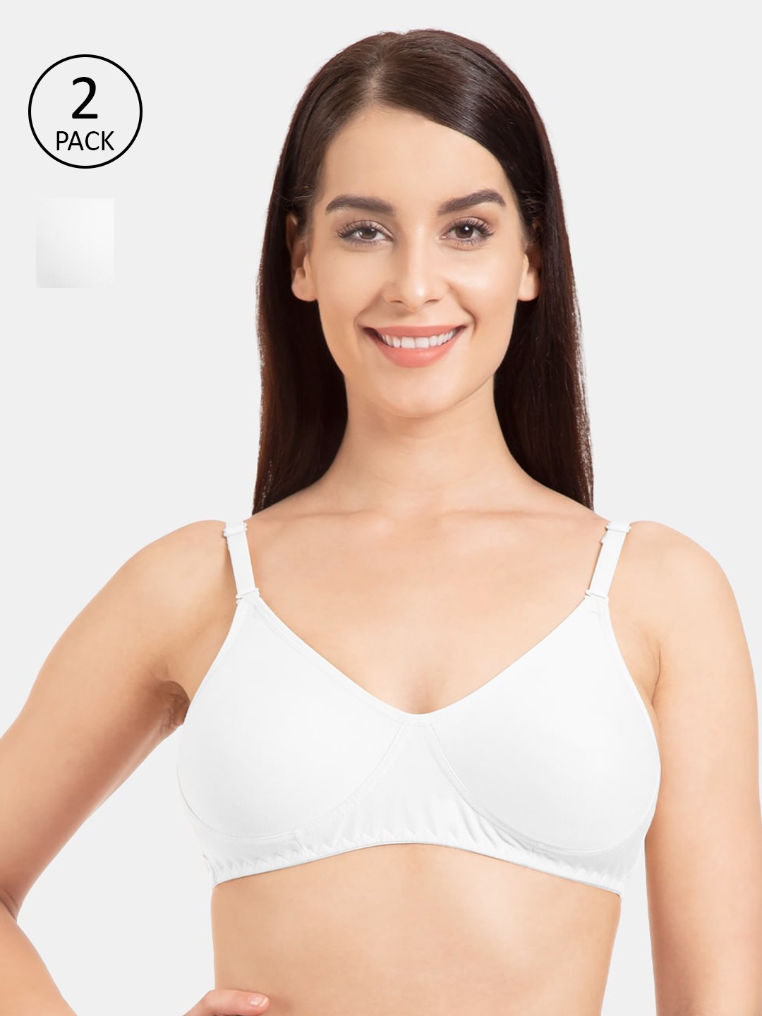 

Tweens Pack of 2 Solid Non-Wired Non Padded Everyday Bras TW-928, White