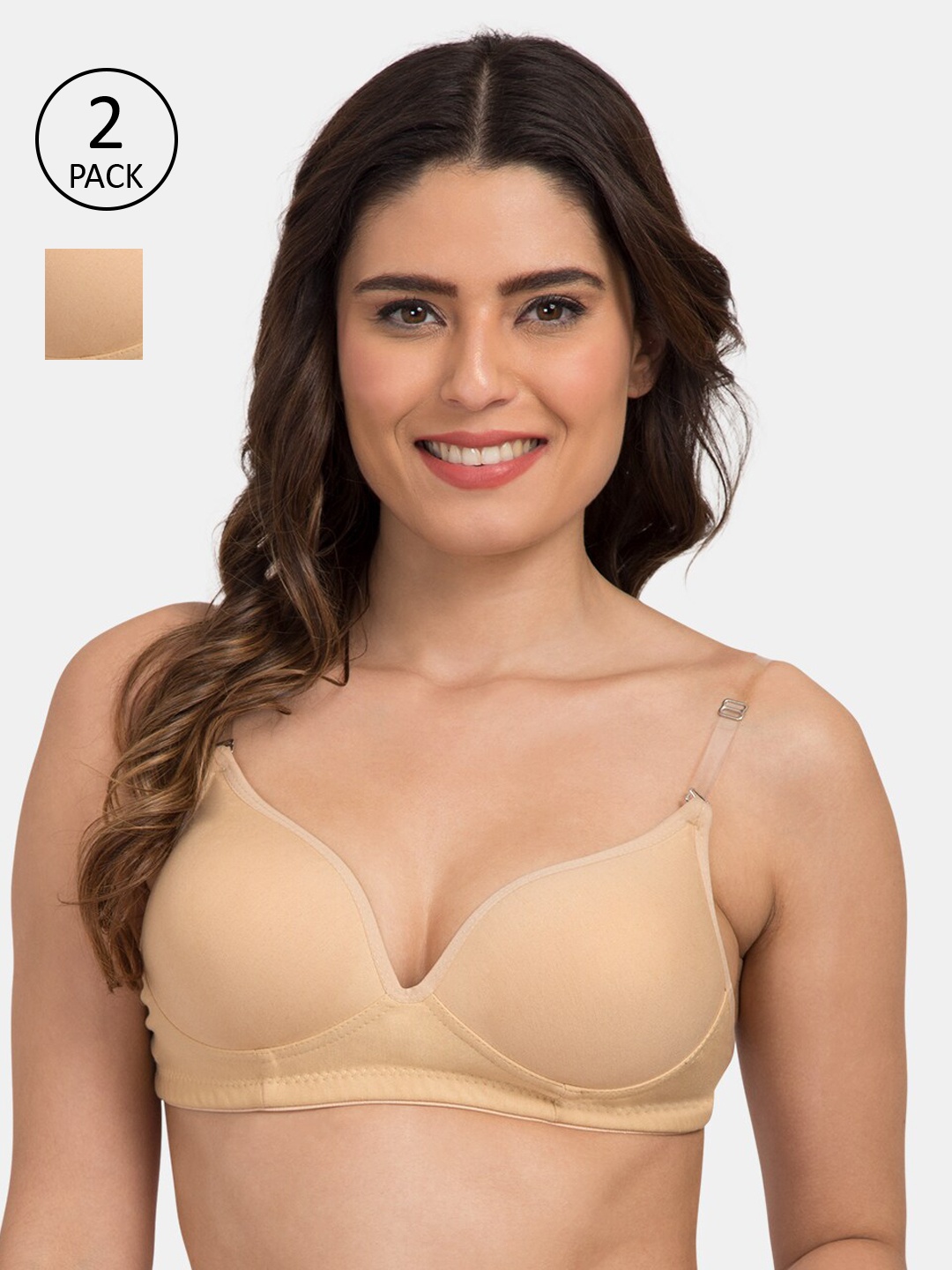 

Tweens Pack of 2 Solid Non-Wired Lightly Padded Everyday Bras TW-15900-SK, Beige