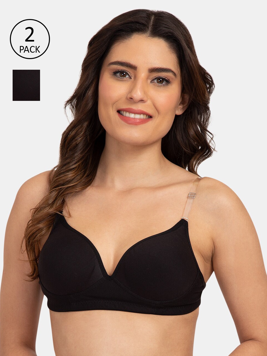 

Tweens Black Solid Pack of 2 Non-Wired Lightly Padded Everyday Bra TW-15900-BLK