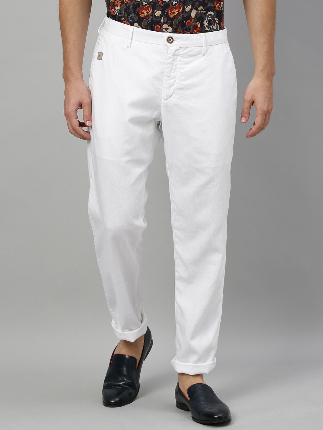 

RARE RABBIT Men White Regular Fit Solid Regular Trousers