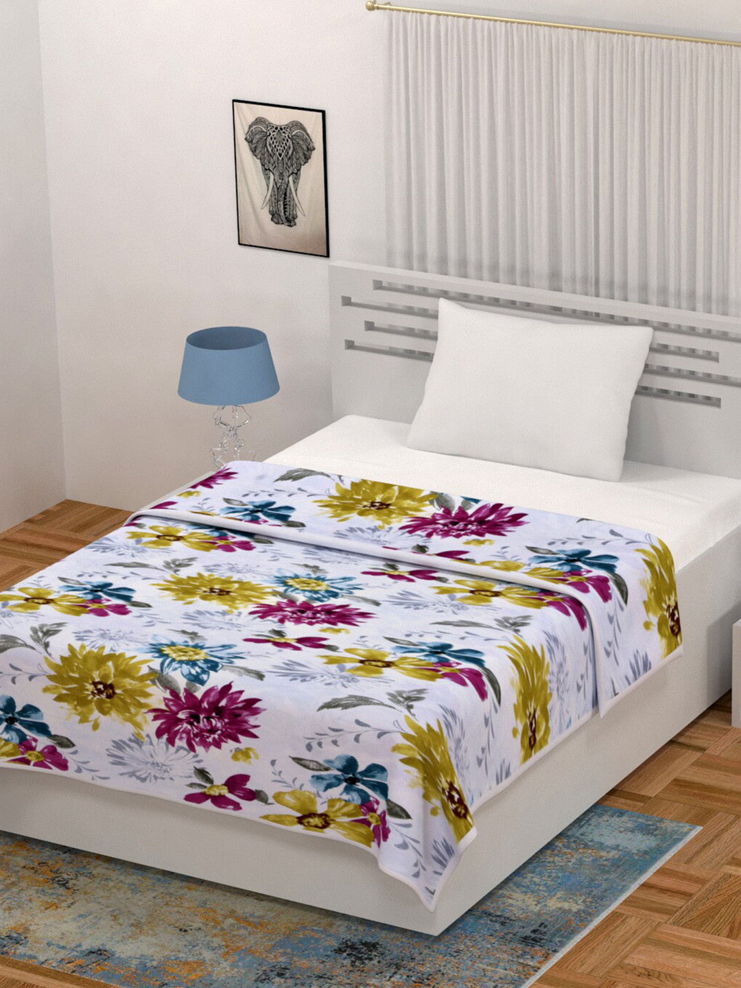 

LIVING ROOTS Multicoloured Jaipuri Floral 110 GSM Single Bed Dohar, Multi