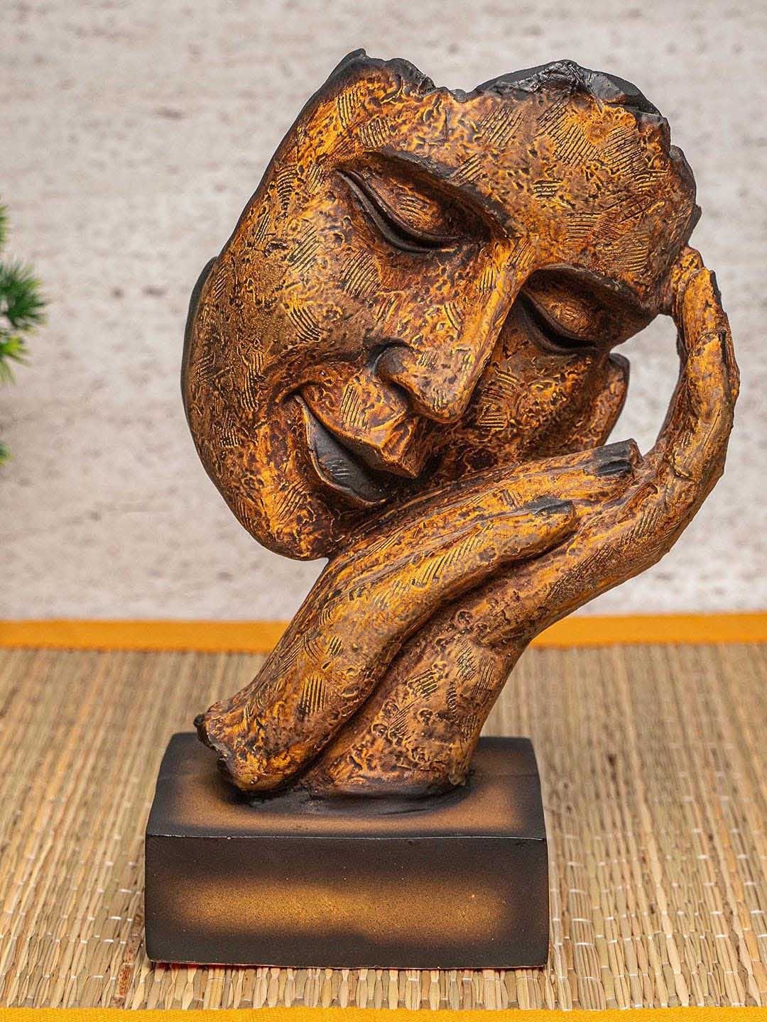 

TIED RIBBONS Yellow & Brown Face Statue