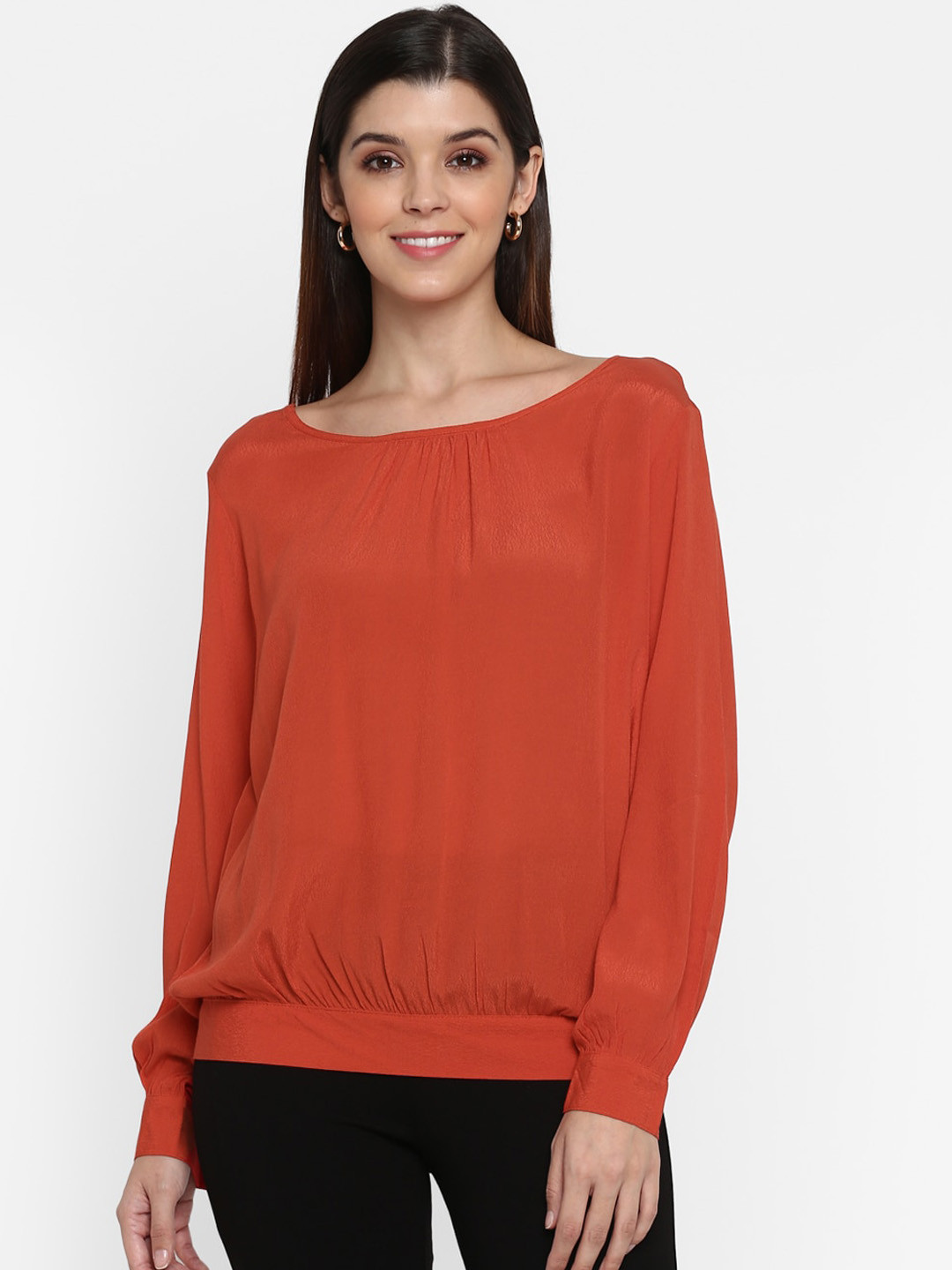 

Mode by Red Tape Women Orange Solid Blouson Top