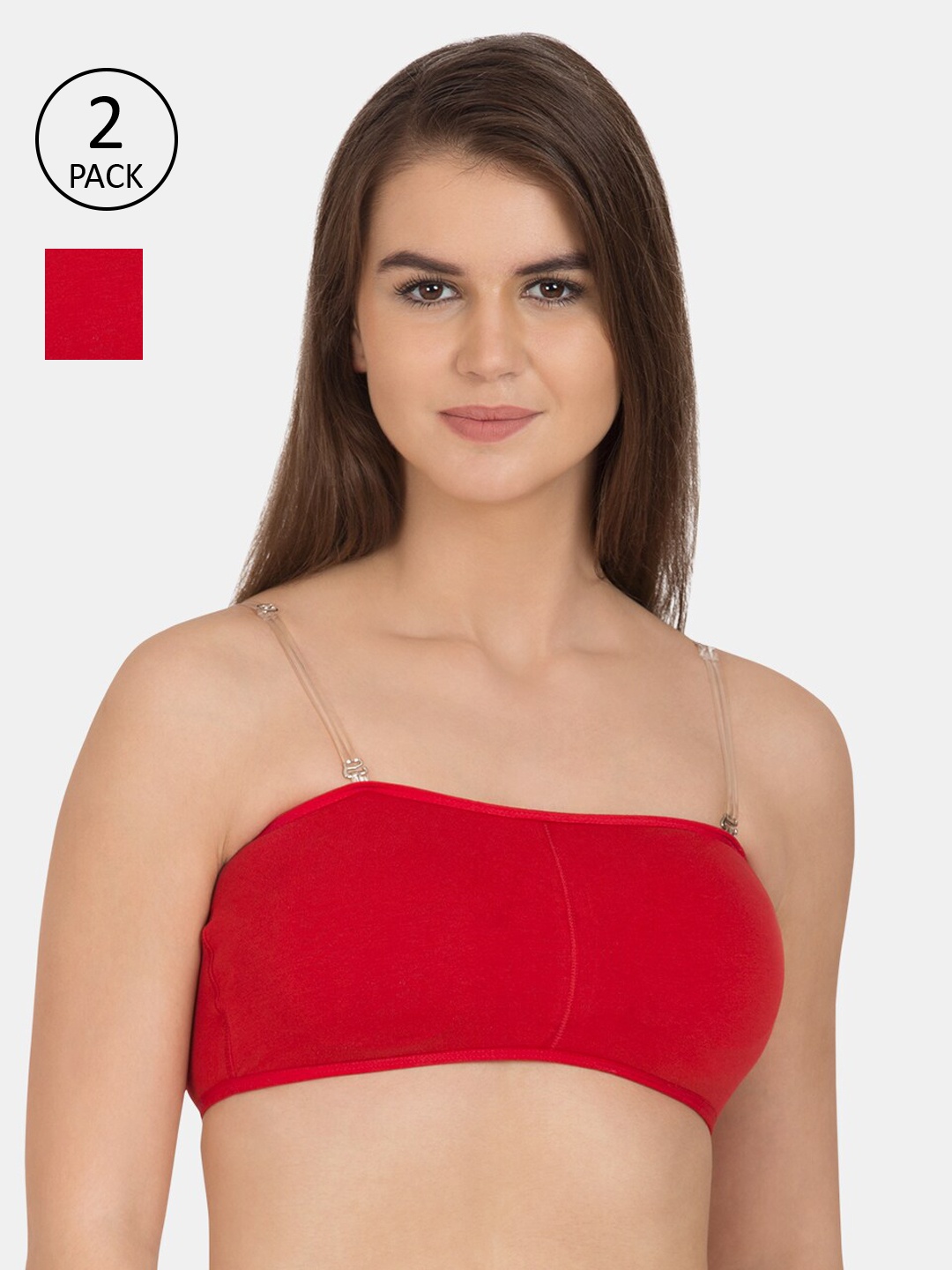 

Tweens Pack of 2 Red Solid Non-Wired Lightly Padded Everyday Bras